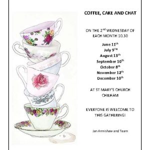 Poster for church coffee mornings on second Wednesday of each month