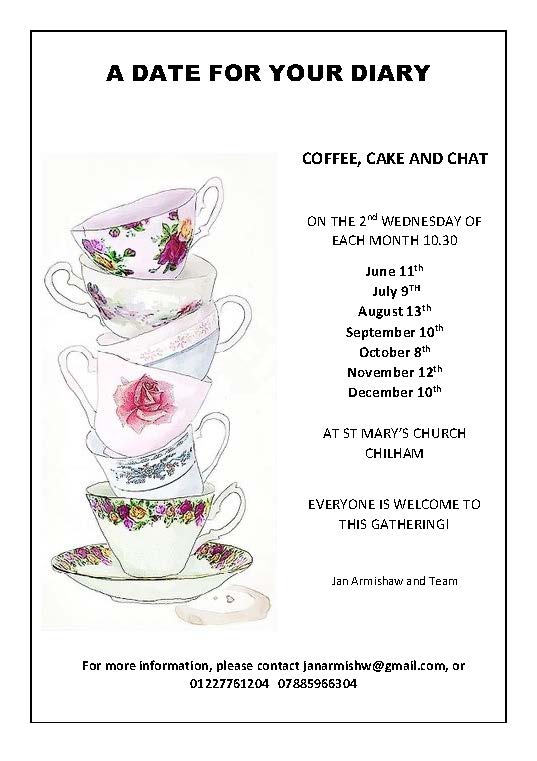 Poster for church coffee mornings on second Wednesday of each month